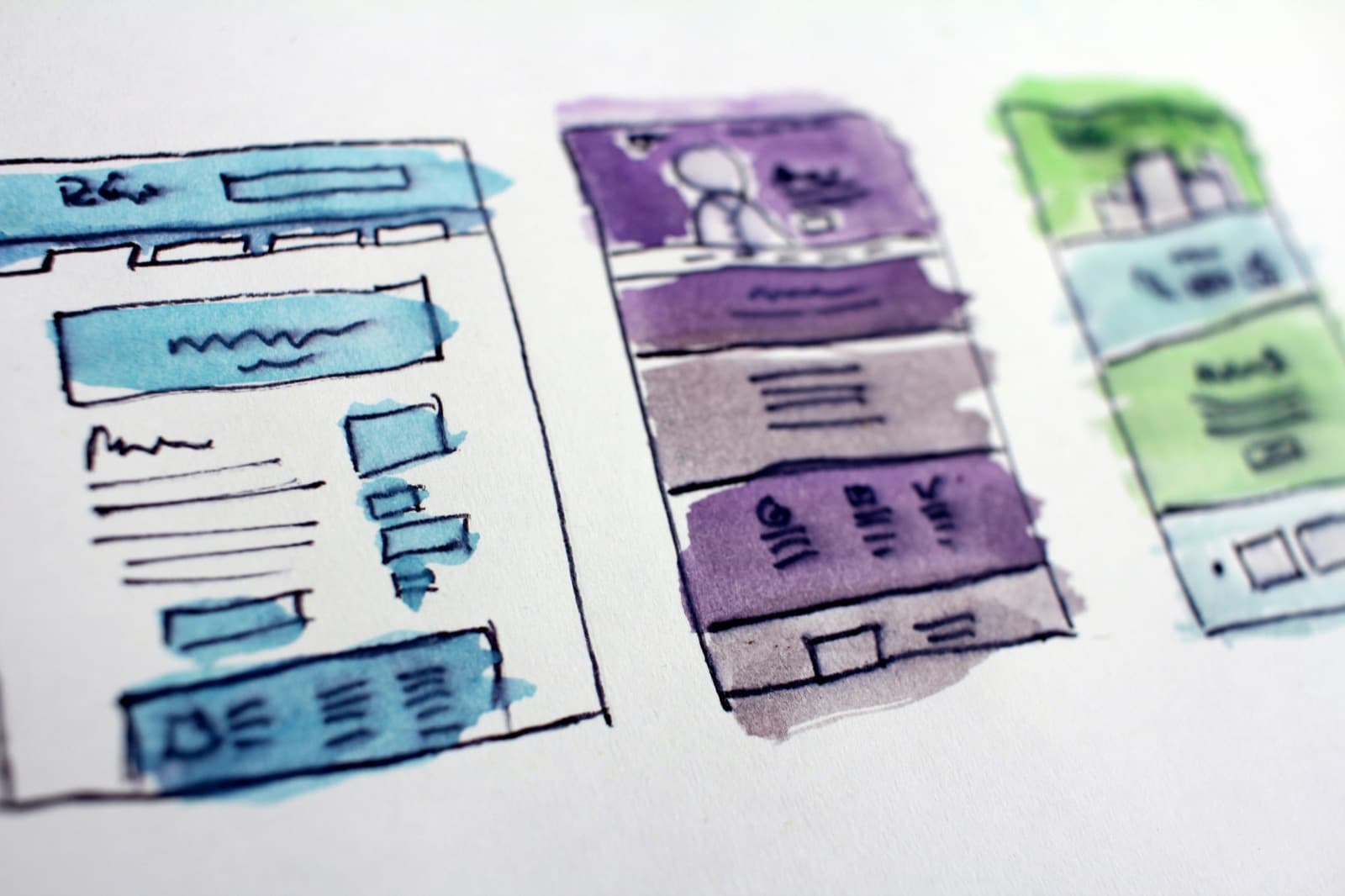 Website wireframe sketches used to plan SEO-friendly site architecture